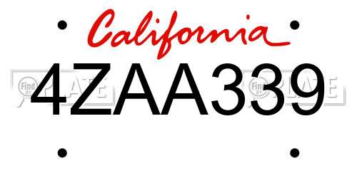 4ZAA339 California License Plate