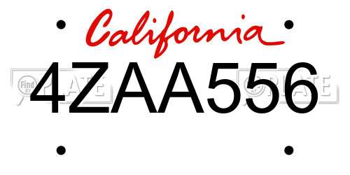 4ZAA556 California License Plate