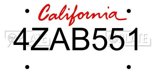4ZAB551 California License Plate