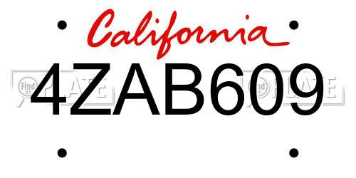 4ZAB609 California License Plate