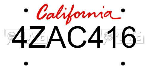 4ZAC416 California License Plate
