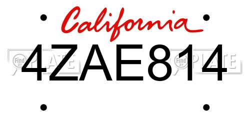 4ZAE814 California License Plate