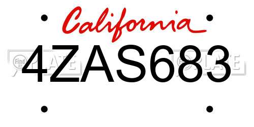 4ZAS683 California License Plate