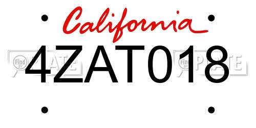 4ZAT018 California License Plate