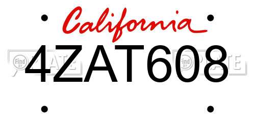 4ZAT608 California License Plate