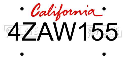 4ZAW155 California License Plate
