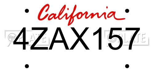 4ZAX157 California License Plate