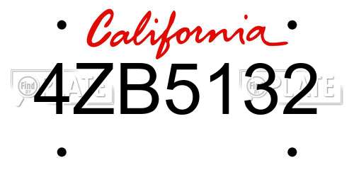 4ZB5132 California License Plate