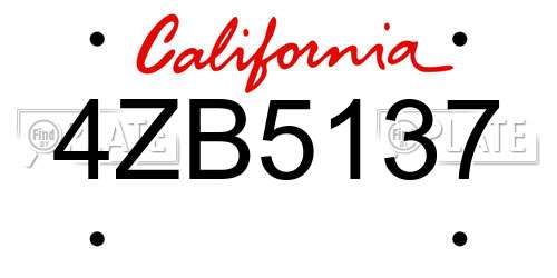4ZB5137 California License Plate
