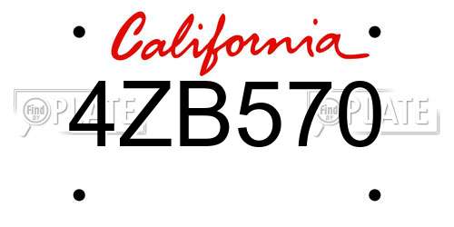 4ZB570 California License Plate