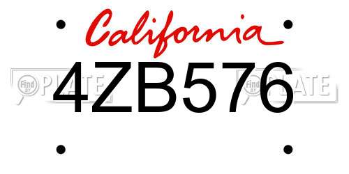 4ZB576 California License Plate