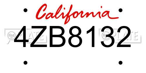 4ZB8132 California License Plate
