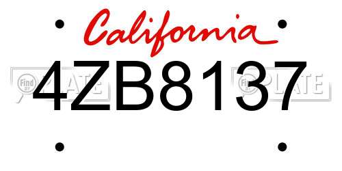 4ZB8137 California License Plate