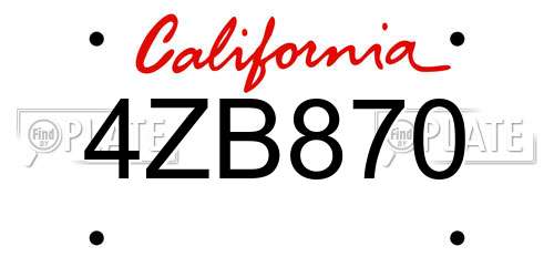 4ZB870 California License Plate