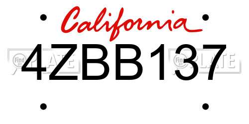 4ZBB137 California License Plate