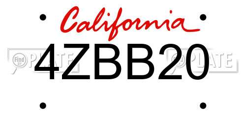 4ZBB20 California License Plate