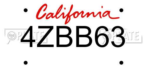 4ZBB63 California License Plate