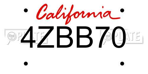 4ZBB70 California License Plate