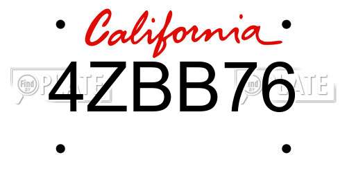 4ZBB76 California License Plate