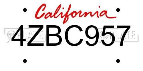4ZBC957 California License Plate