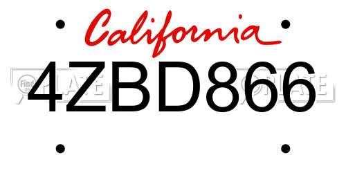 4ZBD866 California License Plate