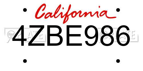 4ZBE986 California License Plate