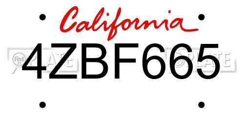 4ZBF665 California License Plate