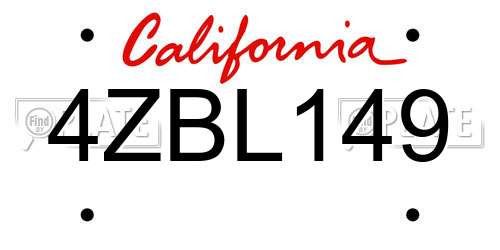 4ZBL149 California License Plate