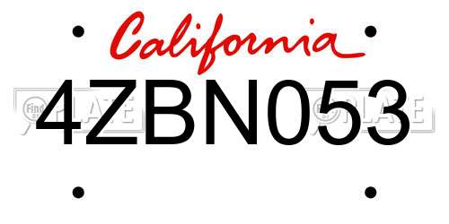4ZBN053 California License Plate