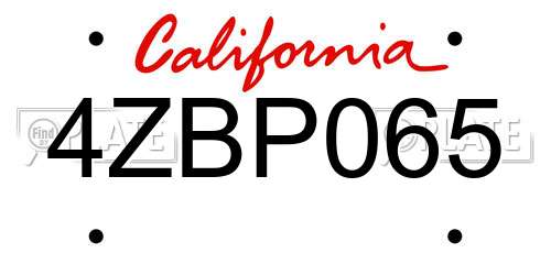 4ZBP065 California License Plate