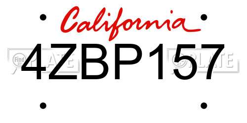 4ZBP157 California License Plate
