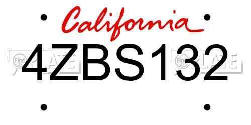4ZBS132 California License Plate