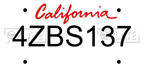 4ZBS137 California License Plate