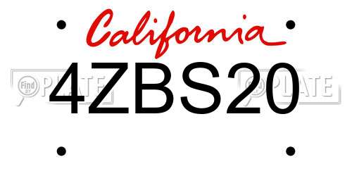 4ZBS20 California License Plate