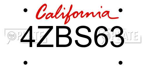 4ZBS63 California License Plate