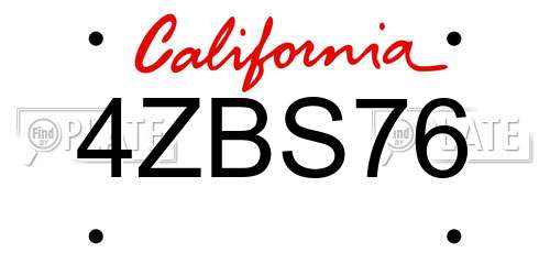 4ZBS76 California License Plate