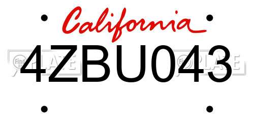 4ZBU043 California License Plate