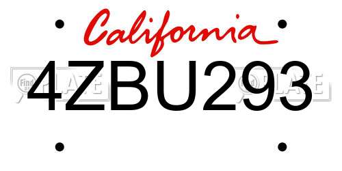 4ZBU293 California License Plate