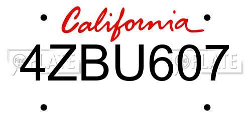 4ZBU607 California License Plate