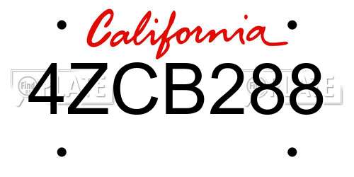 4ZCB288 California License Plate