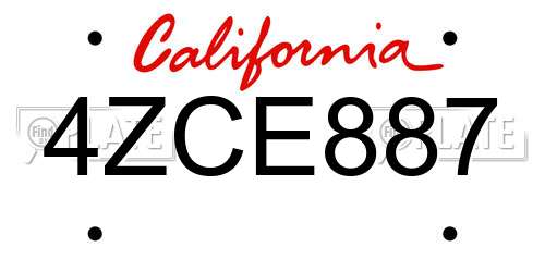 4ZCE887 California License Plate