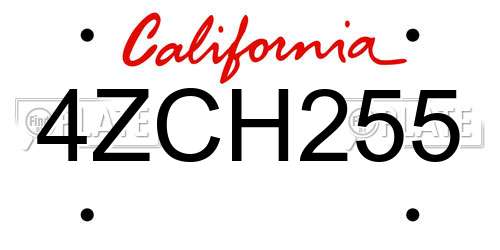 4ZCH255 California License Plate