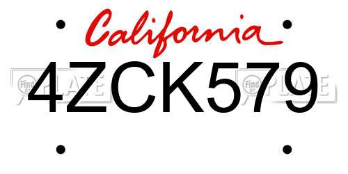 4ZCK579 California License Plate