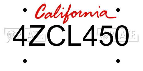 4ZCL450 California License Plate