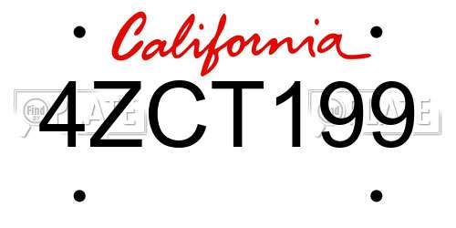 4ZCT199 California License Plate
