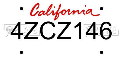4ZCZ146 California License Plate