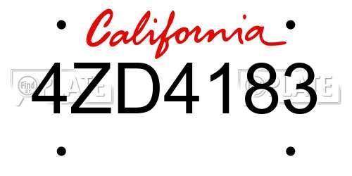 4ZD4183 California License Plate