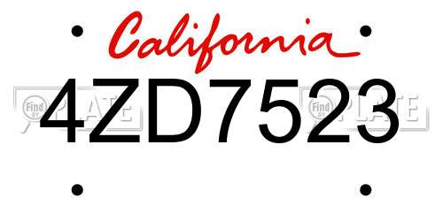 4ZD7523 California License Plate