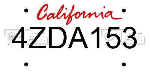 4ZDA153 California License Plate