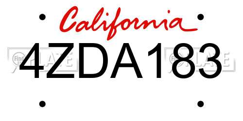 4ZDA183 California License Plate